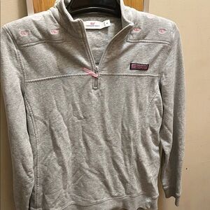 Vineyard Vines Gray Pullover with Pink Details